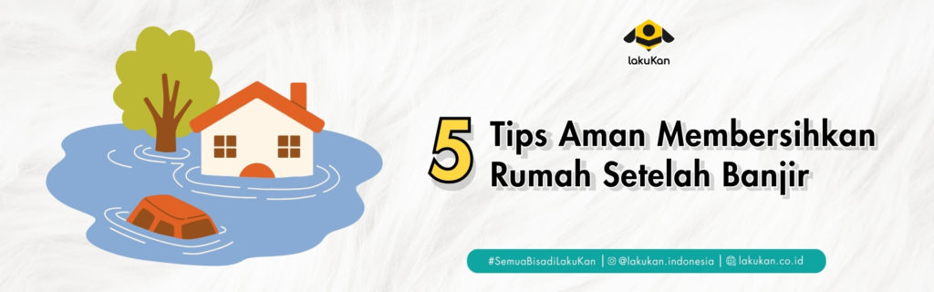 Ilustrasi membersihkan rumah setelah banjir